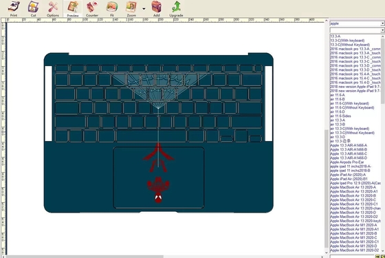 พลอตเตอร์เครื่องตัดไวนิลปกไม้ของ MacBook